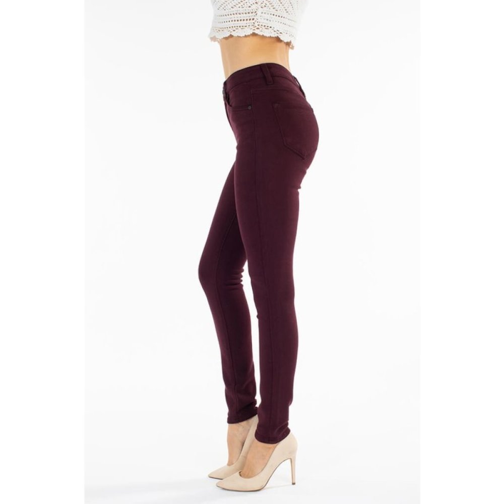 Burgundy High Rise Super Skinny Jeans